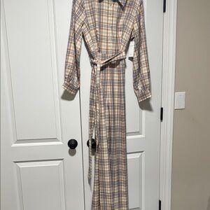 Plaid Long Sleeve Jump Suit Size Large